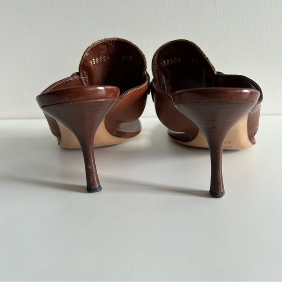 Gucci Horsebit Brown Leather and GG Canvas Slide Sandals Size 8.5B - Picture 8 of 10